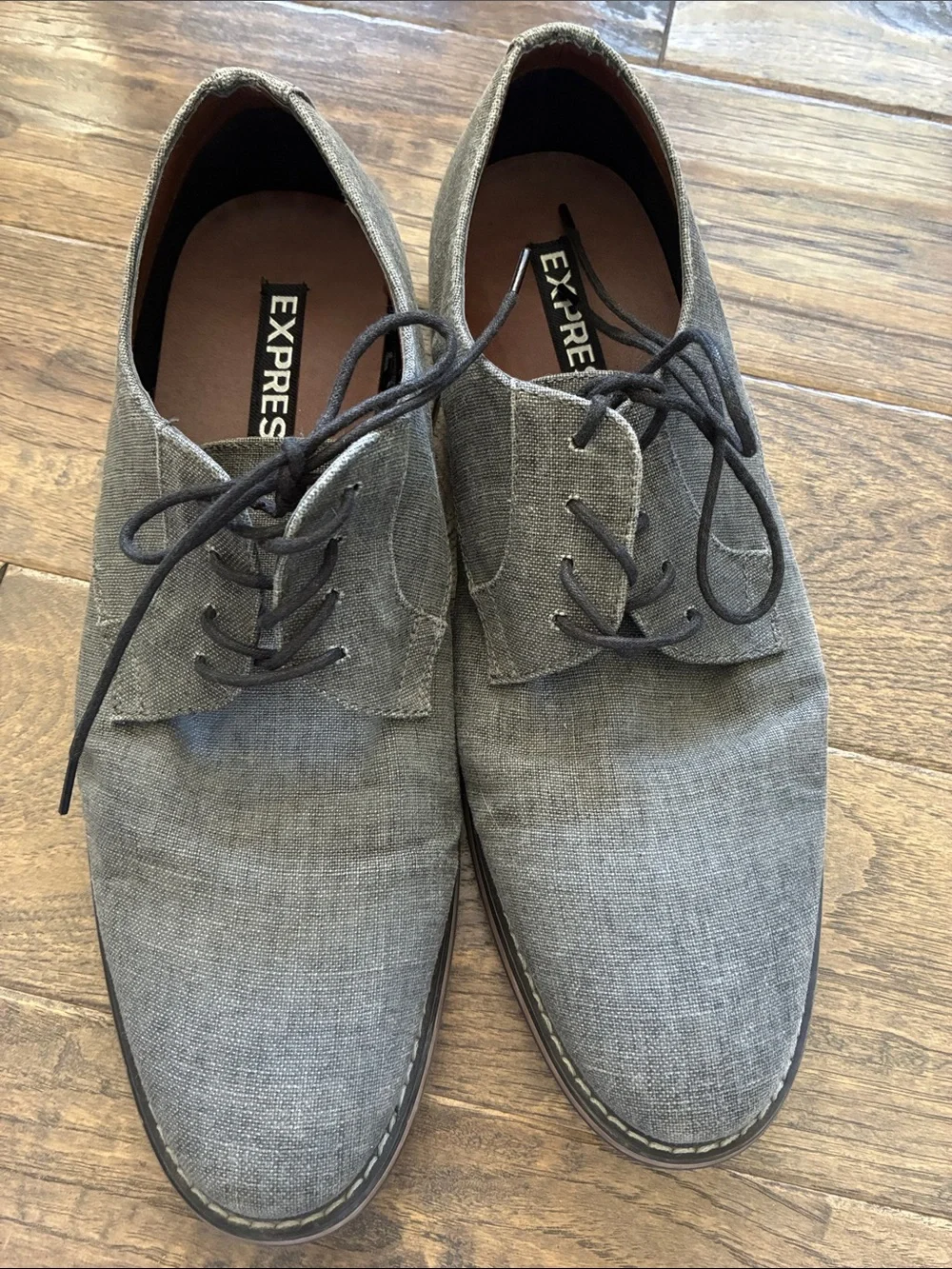 Express Men's Grey Canvas Derby Shoes - Lace-Up Oxfords